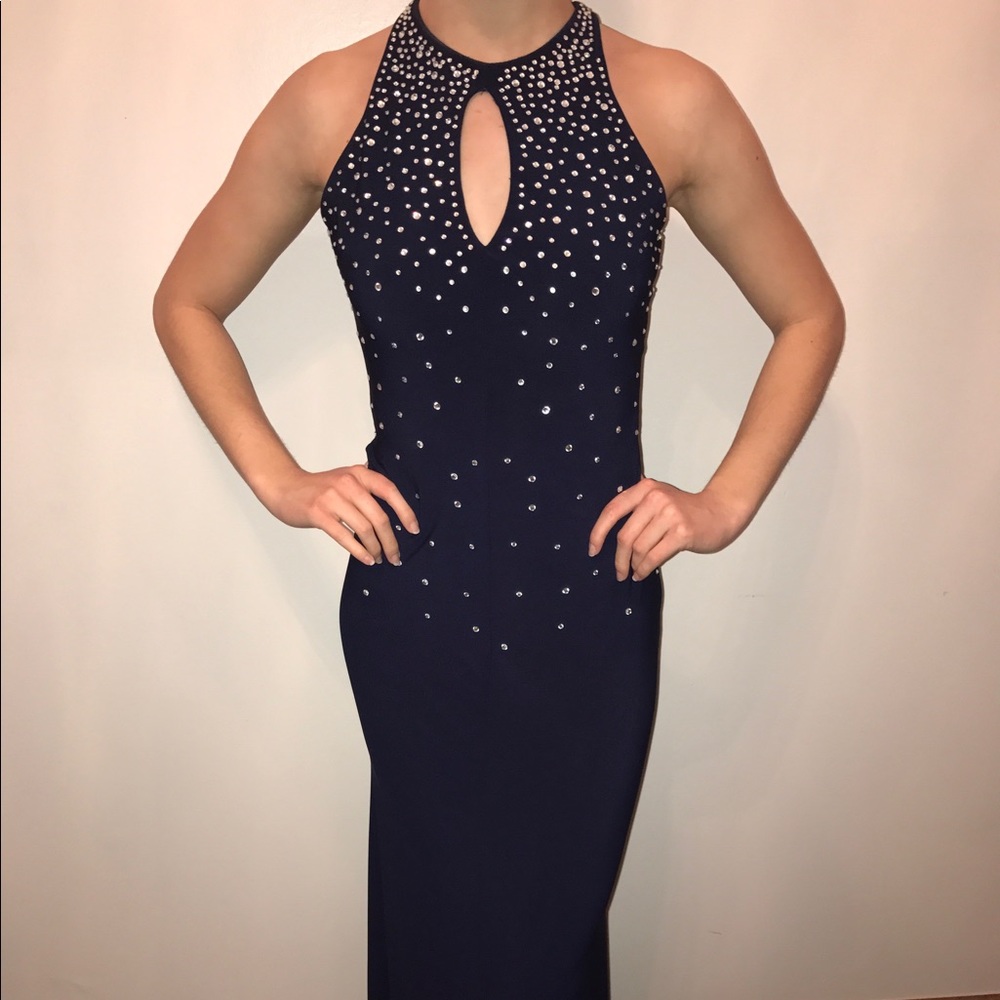 B. Darlin Full Length Dress - Navy Blue